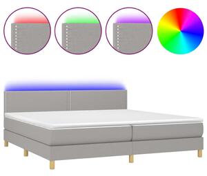 VidaXL Κρεβάτι Boxspring με Στρώμα & LED Αν.Γκρι 200x200εκ. Υφασμάτινο