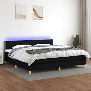 VidaXL Κρεβάτι Boxspring με Στρώμα & LED Μαύρο 200x200 εκ. Υφασμάτινο