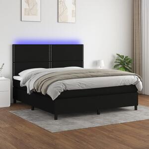 VidaXL Κρεβάτι Boxspring με Στρώμα & LED Μαύρο 160x200 εκ. Υφασμάτινο