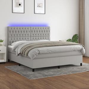 VidaXL Κρεβάτι Boxspring με Στρώμα & LED Αν.Γκρι 160x200εκ. Υφασμάτινο