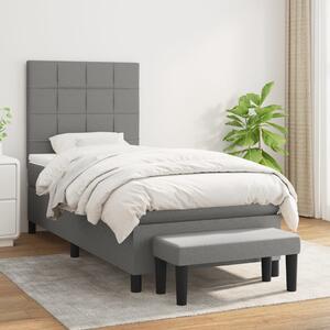 VidaXL Κρεβάτι Boxspring με Στρώμα Σκούρο Γκρι 90x200 εκ. Υφασμάτινο