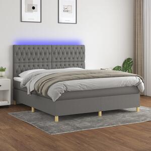 VidaXL Κρεβάτι Boxspring με Στρώμα & LED Σκ.Γκρι 180x200 εκ Υφασμάτινο