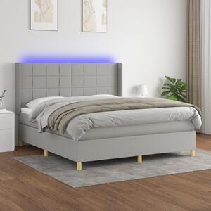 VidaXL Κρεβάτι Boxspring με Στρώμα & LED Αν.Γκρι 180x200εκ. Υφασμάτινο