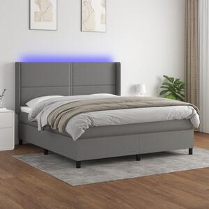 VidaXL Κρεβάτι Boxspring με Στρώμα & LED Σκ.Γκρι 160x200 εκ Υφασμάτινο