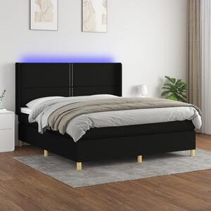 VidaXL Κρεβάτι Boxspring με Στρώμα & LED Μαύρο 160x200 εκ. Υφασμάτινο