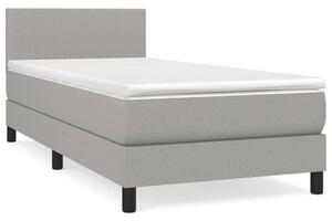 VidaXL Κρεβάτι Boxspring με Στρώμα Ανοιχτό Γκρι 90x190 εκ. Υφασμάτινο