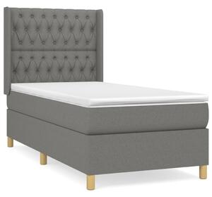 VidaXL Κρεβάτι Boxspring με Στρώμα Σκούρο Γκρι 100x200 εκ. Υφασμάτινο