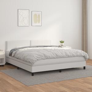 VidaXL Κρεβάτι Boxspring με Στρώμα Λευκό 180x200 εκ. Συνθετικό Δέρμα