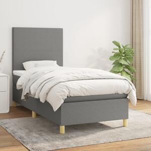 VidaXL Κρεβάτι Boxspring με Στρώμα Σκούρο Γκρι 100x200 εκ. Υφασμάτινο