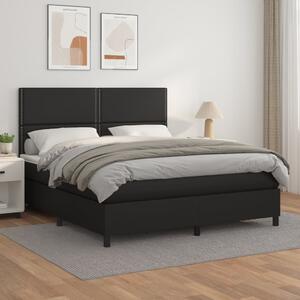 VidaXL Κρεβάτι Boxspring με Στρώμα Μαύρο 180x200εκ.από Συνθετικό Δέρμα