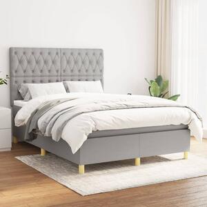 VidaXL Κρεβάτι Boxspring με Στρώμα Ανοιχτό Γκρι 140x200 εκ. Υφασμάτινο