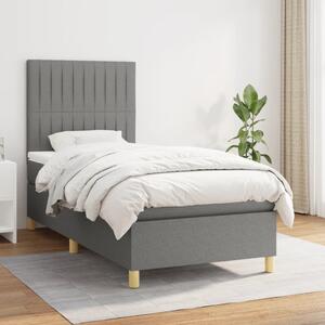 VidaXL Κρεβάτι Boxspring με Στρώμα Σκούρο Γκρι 90x200 εκ. Υφασμάτινο