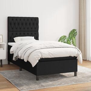 VidaXL Κρεβάτι Boxspring με Στρώμα Μαύρο 90x200 εκ. Υφασμάτινο