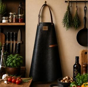 Δερμάτινη Ποδιά Λαιμού Doxx Amsterdam Rustic Leather Apron με ρυθμιζόμενα λουράκια και διαστάσεις 80x58cm - Black