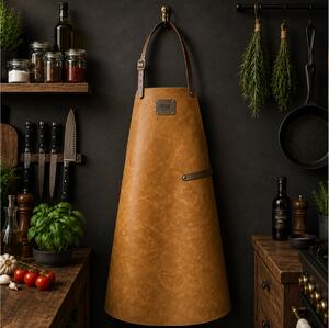 Δερμάτινη Ποδιά Λαιμού Doxx Amsterdam Rustic Leather Apron με ρυθμιζόμενα λουράκια και διαστάσεις 80x58cm - Sand