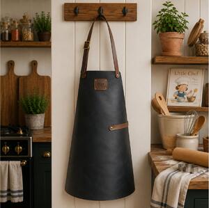Δερμάτινη Παιδική Ποδιά Λαιμού Doxx Amsterdam Smooth Leather Kids Apron με ρυθμιζόμενα λουράκια - Black