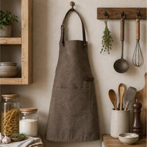 Ποδιά Λαιμού από Καμβά Doxx Amsterdam Washed Canvas Apron με ρυθμιζόμενα λουράκια και διαστάσεις 82x66cm - Brown