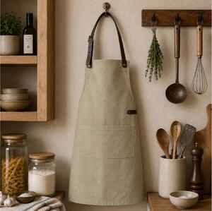 Ποδιά Λαιμού από Καμβά Doxx Amsterdam Washed Canvas Apron με ρυθμιζόμενα λουράκια και διαστάσεις 82x66cm - Green
