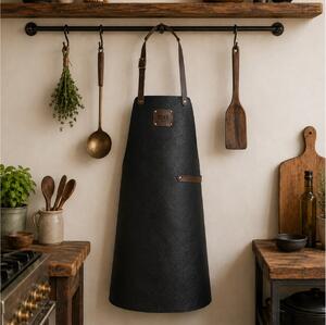 Δερμάτινη Ποδιά Λαιμού Doxx Amsterdam Smooth Leather Apron με ρυθμιζόμενα λουράκια και διαστάσεις 80x58cm - Black