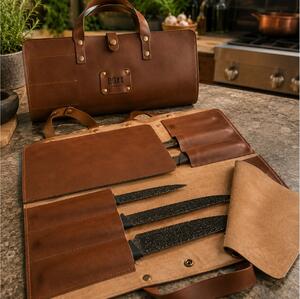 Δερμάτινη Θήκη Μαχαιριών Doxx Amsterdam Leather Knife Case 6 θέσεων - Dark Brown