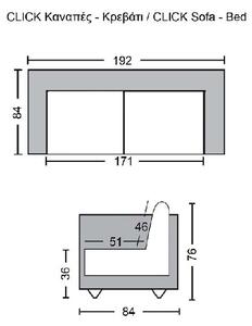 CLICK ΚΑΝΑΠΕΣ - ΚΡΕΒΑΤΙ ΣΑΛΟΝΙΟΥ - ΚΑΘΙΣΤΙΚΟΥ, ΥΦΑΣΜΑ SUEDE ΓΚΡΙ