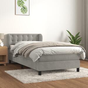 VidaXL Κρεβάτι Boxspring με Στρώμα Ανοιχτό Γκρι 80x200 εκ. Βελούδινο