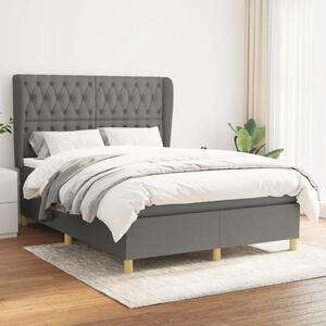 VidaXL Κρεβάτι Boxspring με Στρώμα Σκούρο Γκρι 140x200 εκ Υφασμάτινο