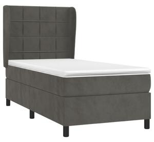 VidaXL Κρεβάτι Boxspring με Στρώμα Σκούρο Γκρι 100x200 εκ. Βελούδινο