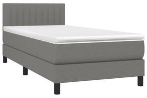 VidaXL Κρεβάτι Boxspring με Στρώμα & LED Σκ.Γκρι 90x190 εκ. Υφασμάτινο