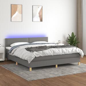 VidaXL Κρεβάτι Boxspring με Στρώμα & LED Σκ.Γκρι 160x200 εκ Υφασμάτινο