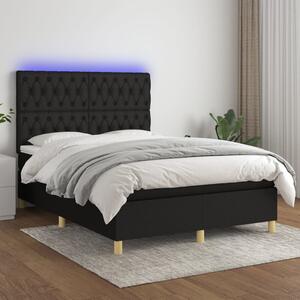 VidaXL Κρεβάτι Boxspring με Στρώμα & LED Μαύρο 140x190 εκ. Υφασμάτινο