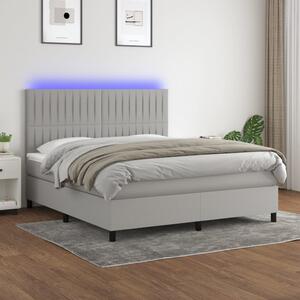 VidaXL Κρεβάτι Boxspring με Στρώμα & LED Αν.Γκρι 180x200εκ. Υφασμάτινο