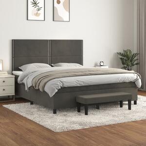 VidaXL Κρεβάτι Boxspring με Στρώμα Σκούρο Γκρι 160x200 εκ. Βελούδινο