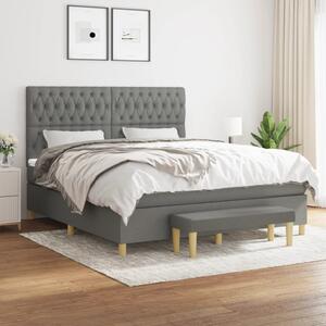 VidaXL Κρεβάτι Boxspring με Στρώμα Σκούρο Γκρι 180x200 εκ Υφασμάτιν