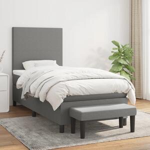 VidaXL Κρεβάτι Boxspring με Στρώμα Σκούρο Γκρι 90x200 εκ. Υφασμάτινο