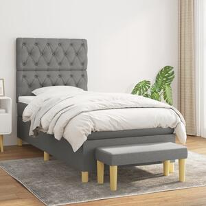 VidaXL Κρεβάτι Boxspring με Στρώμα Σκούρο Γκρι 80x200 εκ. Υφασμάτινο