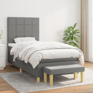 VidaXL Κρεβάτι Boxspring με Στρώμα Σκούρο Γκρι 90x200 εκ. Υφασμάτινο