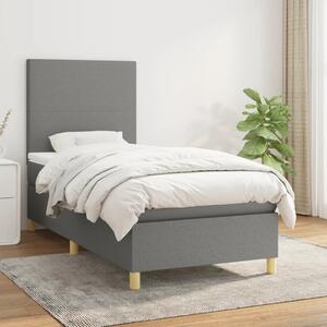 VidaXL Κρεβάτι Boxspring με Στρώμα Σκούρο Γκρι 90x190 εκ. Υφασμάτινο