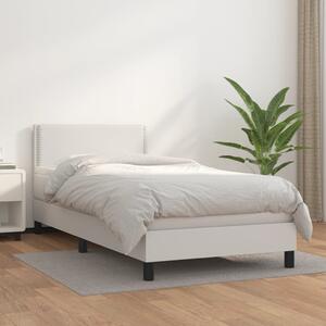 VidaXL Κρεβάτι Boxspring με Στρώμα Λευκό 90x200εκ. από Συνθετικό Δέρμα