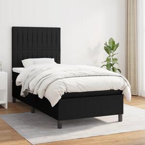 VidaXL Κρεβάτι Boxspring με Στρώμα Μαύρο 90x200 εκ. Υφασμάτινο