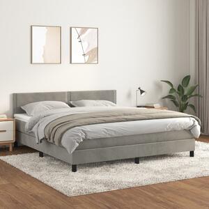 VidaXL Κρεβάτι Boxspring με Στρώμα Ανοιχτό Γκρι 160x200 εκ. Βελούδινο