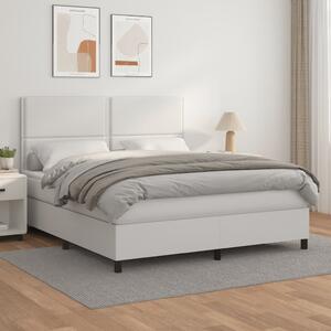 VidaXL Κρεβάτι Boxspring με Στρώμα Λευκό 180x200 εκ. Συνθετικό Δέρμα