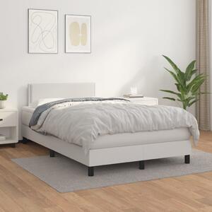 VidaXL Κρεβάτι Boxspring με Στρώμα Λευκό 120x200εκ.από Συνθετικό Δέρμα