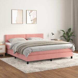 VidaXL Κρεβάτι Boxspring με Στρώμα Ροζ 180x200 εκ. Βελούδινο