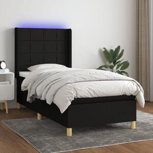 VidaXL Κρεβάτι Boxspring με Στρώμα & LED Μαύρο 80x200 εκ. Υφασμάτινο