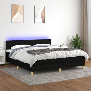 VidaXL Κρεβάτι Boxspring με Στρώμα & LED Μαύρο 160x200 εκ. Υφασμάτινο