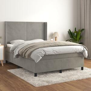 VidaXL Κρεβάτι Boxspring με Στρώμα Ανοιχτό Γκρι 140x190 εκ. Βελούδινο