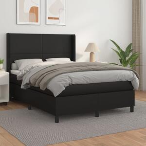 VidaXL Κρεβάτι Boxspring με Στρώμα Μαύρο 140x200εκ.από Συνθετικό Δέρμα