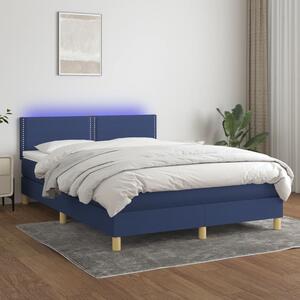 VidaXL Κρεβάτι Boxspring με Στρώμα & LED Μπλε 140x200 εκ. Υφασμάτινο