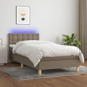 VidaXL Κρεβάτι Boxspring με Στρώμα & LED Taupe 90x200 εκ. Υφασμάτινο